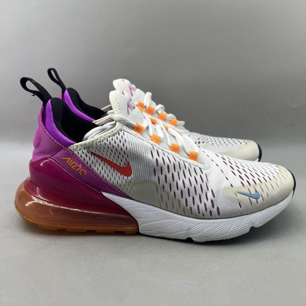 Nike Air Max 270 Running Shoes Women Size 10 White Pink Mesh Comfort Sneakers
